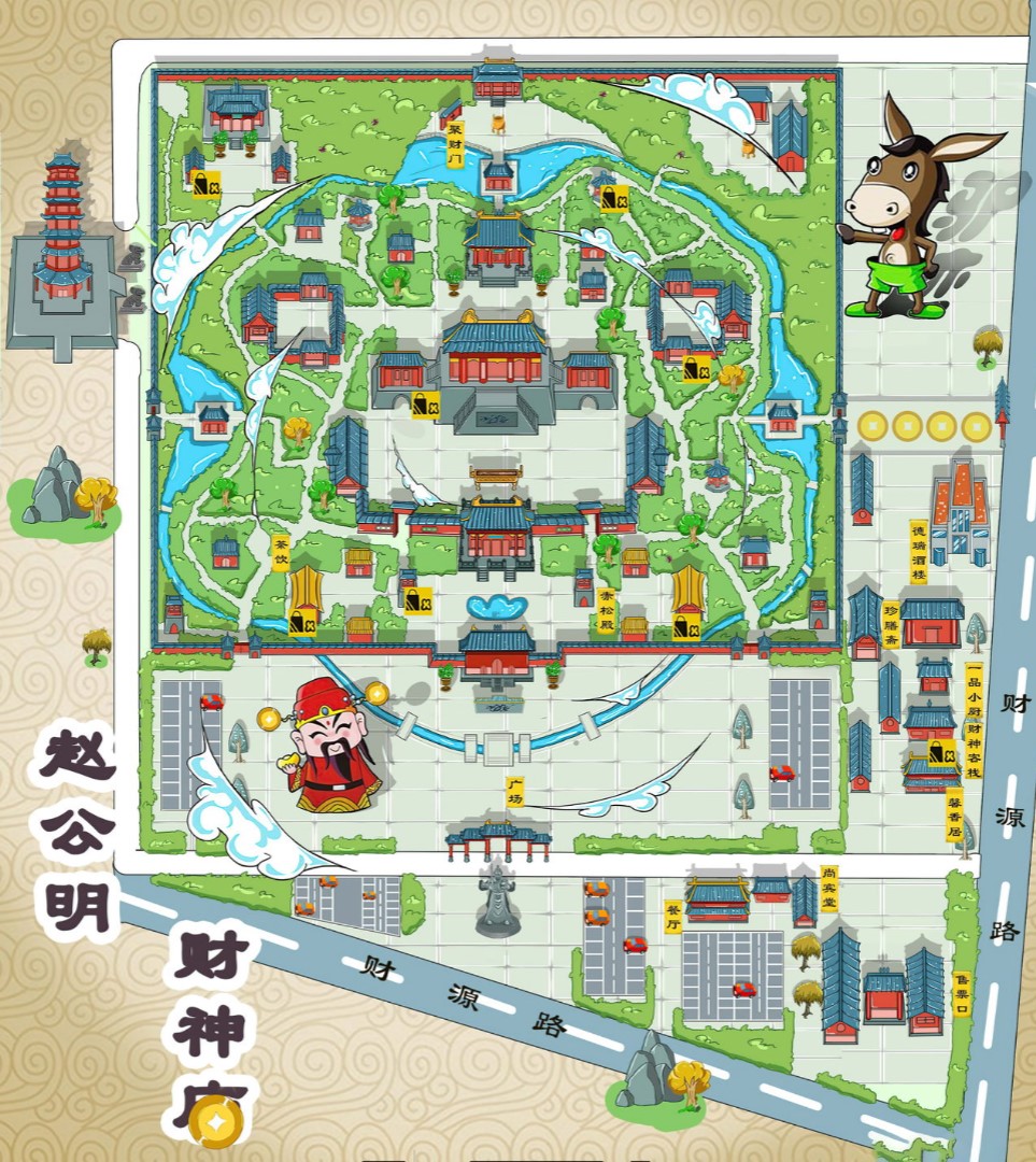 莲湖寺庙类手绘地图